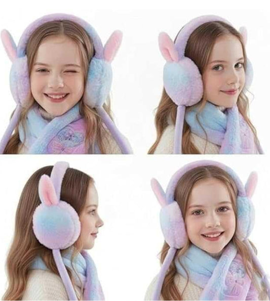 Cute Rabbit Earmuffs for Girls – Soft Plush Winter Ear Warmers