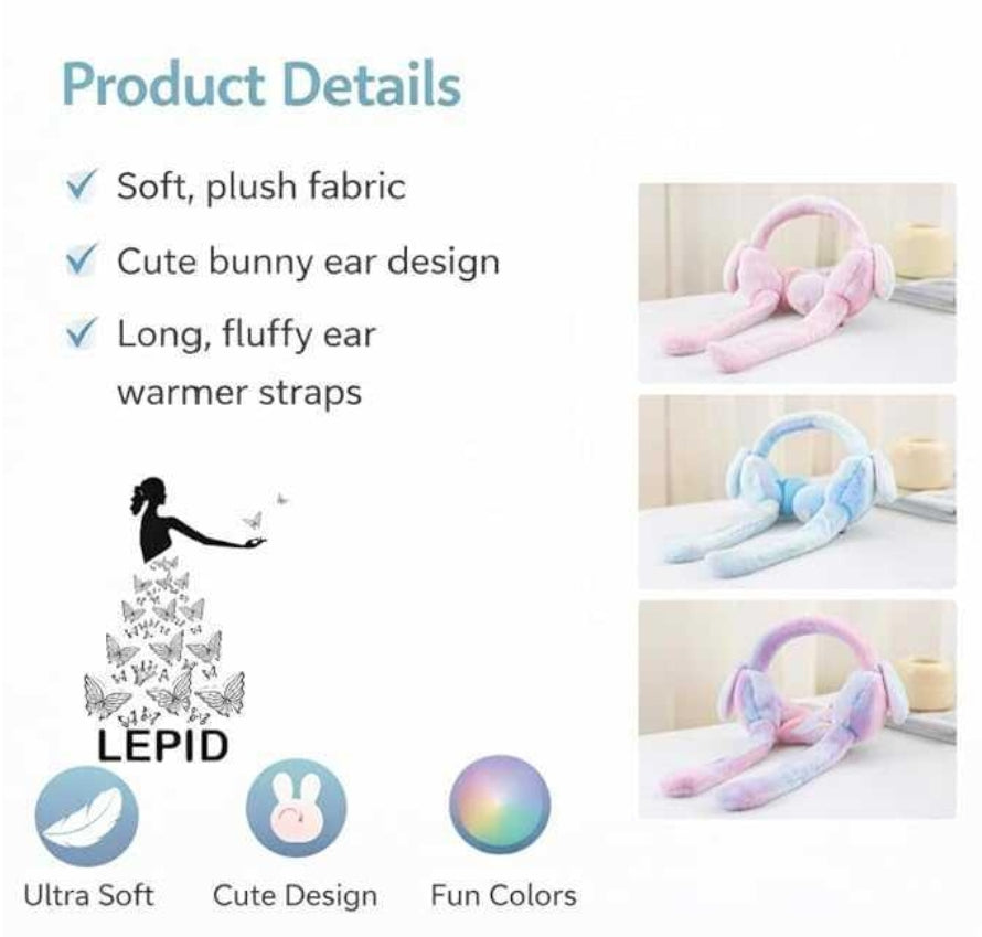 Cute Rabbit Earmuffs for Girls – Soft Plush Winter Ear Warmers