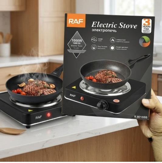 RAF 1000W Single Electric Stove – Portable Hot Plate Countertop Cooker with Adjustable Temperature Control & Overheat Protection