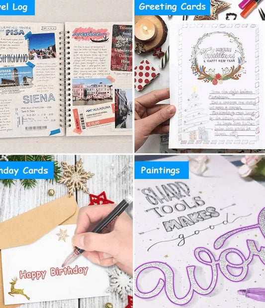 Double Line Outline Glitter Marker Pens Creative Dual Effect Writing And Drawing Tools For Art Craft And Decoration