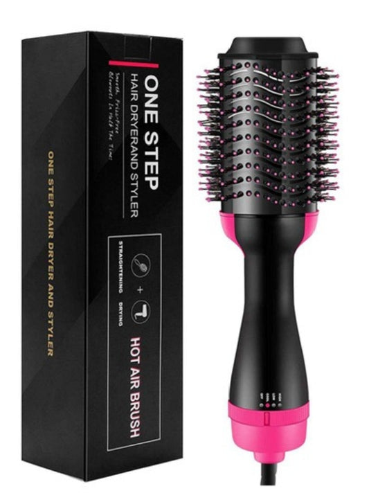 hair straightener brush, electric hair 2 in 1 Hair Straightener & hair dryer – Professional Styling Tool (Black & Pink)