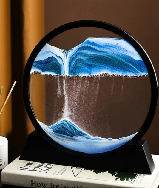 Moving Sand Art Picture – 3D Dynamic Deep Sea Sandscape with Display Stand - Without Light | Size 8 Inch (Random Color)