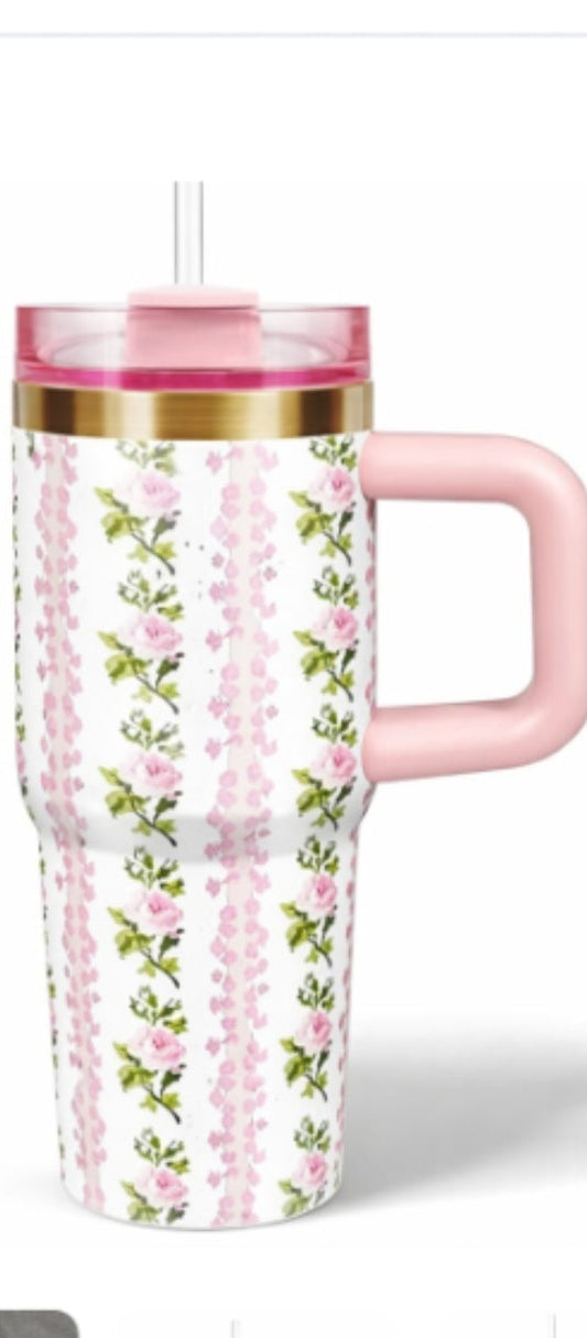 Mini Tumblers Stylish Portable Cups For Hot And Cold Drinks 14 Oz Lightweight Everyday Beverage Solution - Blue Floral