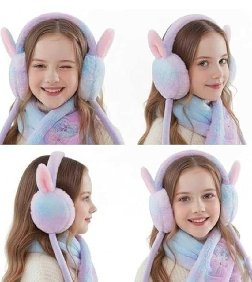 Cute Rabbit Earmuffs for Girls – Soft Plush Winter Ear Warmers