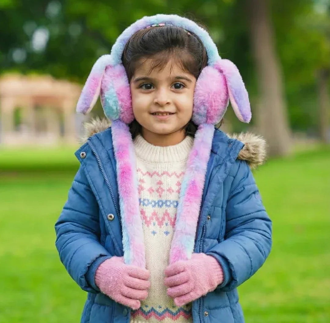 Cute Rabbit Earmuffs for Girls – Soft Plush Winter Ear Warmers