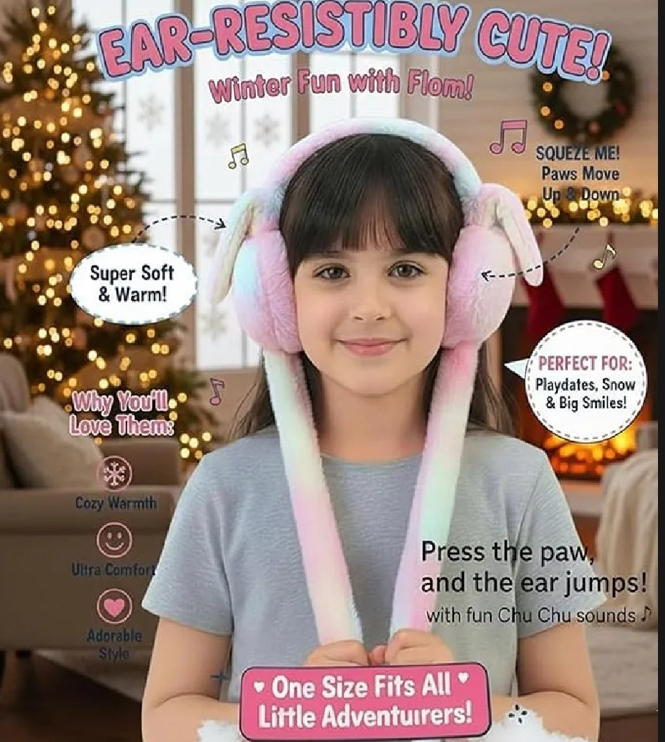 Cute Rabbit Earmuffs for Girls – Soft Plush Winter Ear Warmers