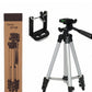 Tripod 3110 Portable Adjustable Aluminium Lightweight Camera Stand Tripod, with 3-Dimensional Head and Quick Release Plate for Video Cameras and Mobile, Black, Silver | 3110