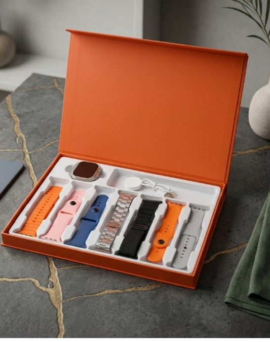 Ultra 2 Smart Watch Big 2.01 Infinite Display 7 in 1 Strap Set with Wireless Charging