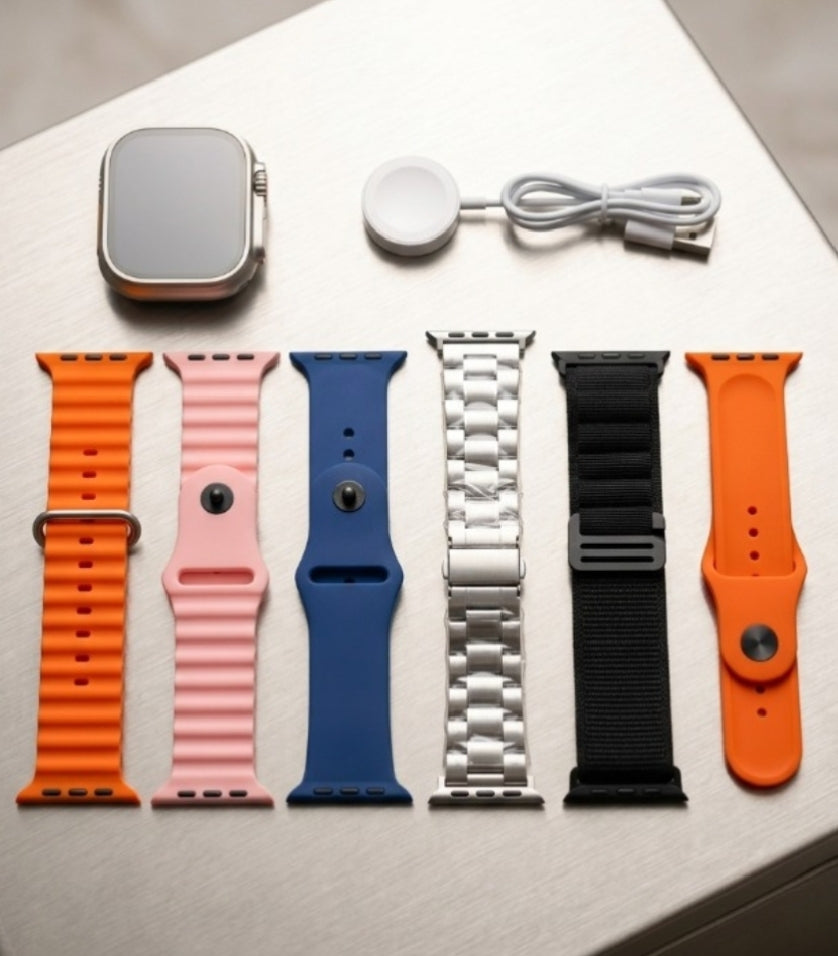 Ultra 2 Smart Watch Big 2.01 Infinite Display 7 in 1 Strap Set with Wireless Charging