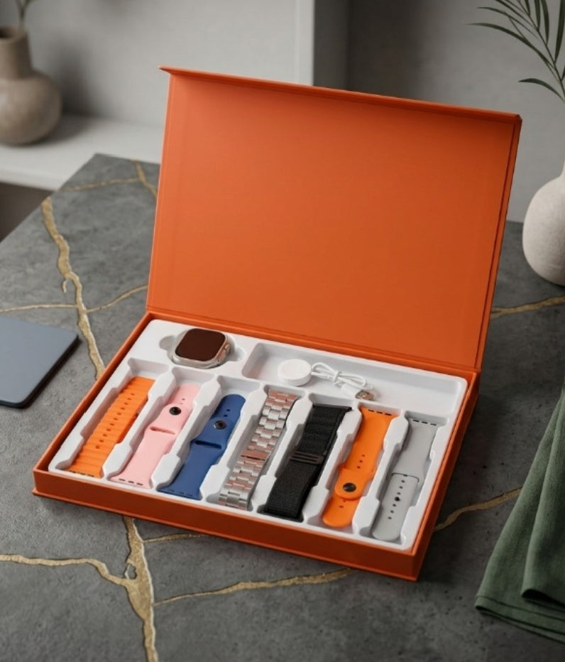 Ultra 2 Smart Watch Big 2.01 Infinite Display 7 in 1 Strap Set with Wireless Charging