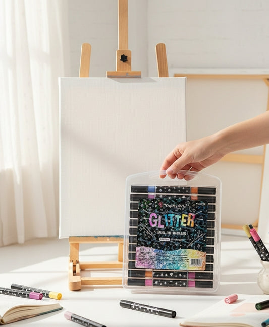 Summer Glitter Hal Tip Markers Set Of 24 Markers With 48 Vibrant Shades For Creative Art And Craft Projects