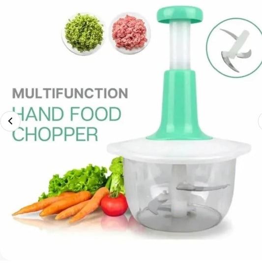 1.5L Manual Food Chopper – Speedy Hand Press Vegetable & Fruit Cutter - Plastic Body (Random Color)