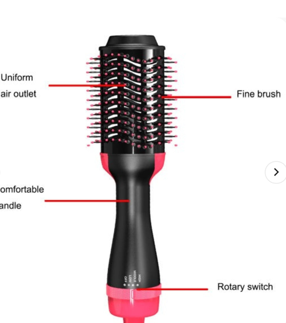 hair straightener brush, electric hair 2 in 1 Hair Straightener & hair dryer – Professional Styling Tool (Black & Pink)