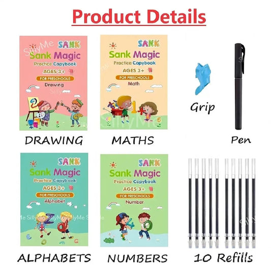 Magic Reusable Practice Book Set of 4 – Write, Erase & Learn Again