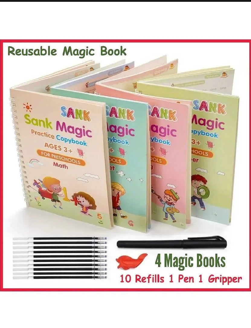 Magic Reusable Practice Book Set of 4 – Write, Erase & Learn Again
