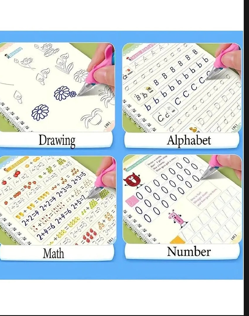 Magic Reusable Practice Book Set of 4 – Write, Erase & Learn Again