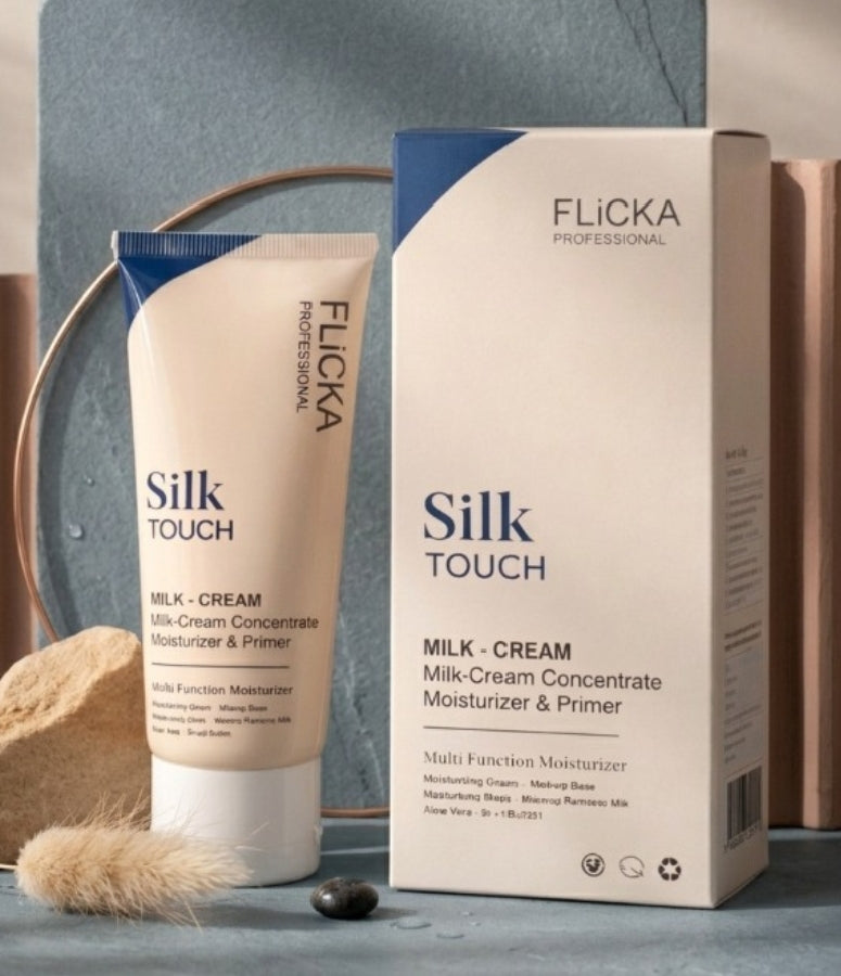 FLICKA Professional Silk Touch Milk-Cream Concentrate 60g | 3-in-1 Moisturizer, Primer & Makeup Base | Multi-Function Hydrating Face Cream