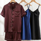 Couple Silk Night Suit / Sleepwear Set – Shirt  free size & Shorts with Slip Dress | SKU DC-C013 (3 Pcs) | Black