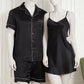 Couple Silk Night Suit / Sleepwear Set – Shirt  free size & Shorts with Slip Dress | SKU DC-C013 (3 Pcs) | Black