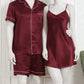 Couple Silk Night Suit / Sleepwear Set – Shirt  free size & Shorts with Slip Dress | SKU DC-C013 (3 Pcs) | Black