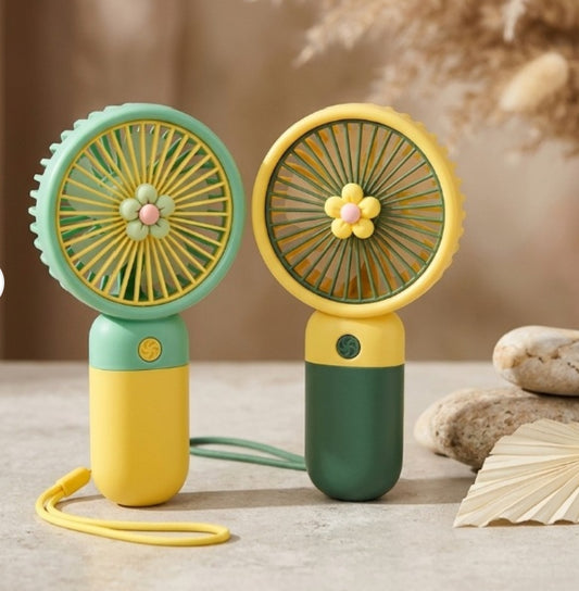 3 Speed Rechargeable Hand Fan – Mini Handy Fan For Kids With Stand (Random Color)