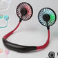Lazy Portable Silent Neck Fan – Wearable Rechargeable Dual Fan with LED Light & 3-Speed Control (Random Color)