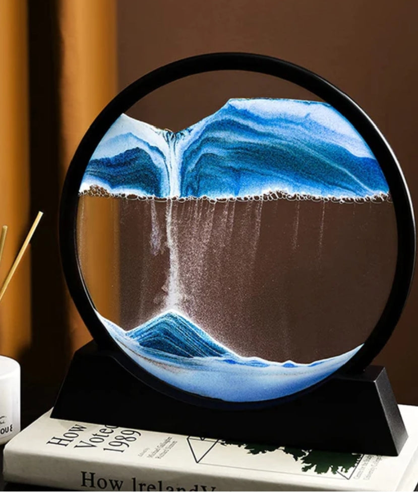 Moving Sand Art Picture – 3D Dynamic Deep Sea Sandscape with Display Stand - Without Light | Size 8 Inch (Random Color)