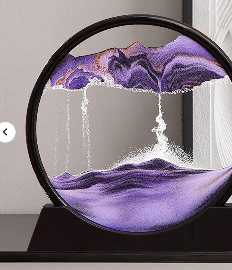 Moving Sand Art Picture – 3D Dynamic Deep Sea Sandscape with Display Stand - Without Light | Size 8 Inch (Random Color)