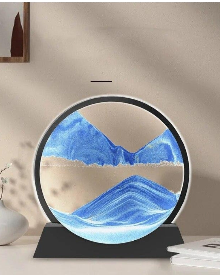 Moving Sand Art Picture – 3D Dynamic Deep Sea Sandscape with Display Stand - Without Light | Size 8 Inch (Random Color)