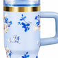 Mini Tumblers Stylish Portable Cups For Hot And Cold Drinks 14 Oz Lightweight Everyday Beverage Solution - Blue Floral