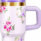 Mini Tumblers Stylish Portable Cups For Hot And Cold Drinks 14 Oz Lightweight Everyday Beverage Solution - Blue Floral