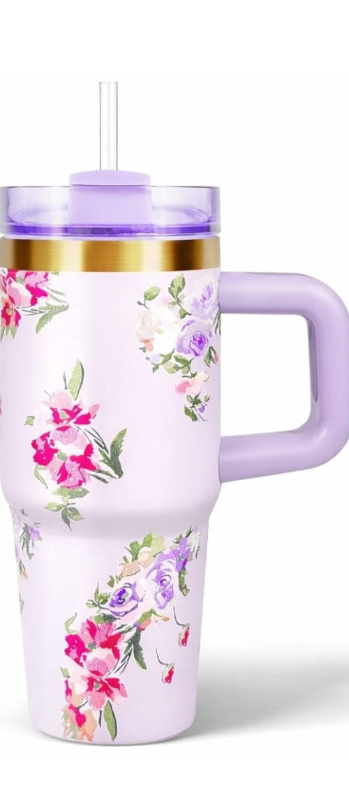 Mini Tumblers Stylish Portable Cups For Hot And Cold Drinks 14 Oz Lightweight Everyday Beverage Solution - Blue Floral
