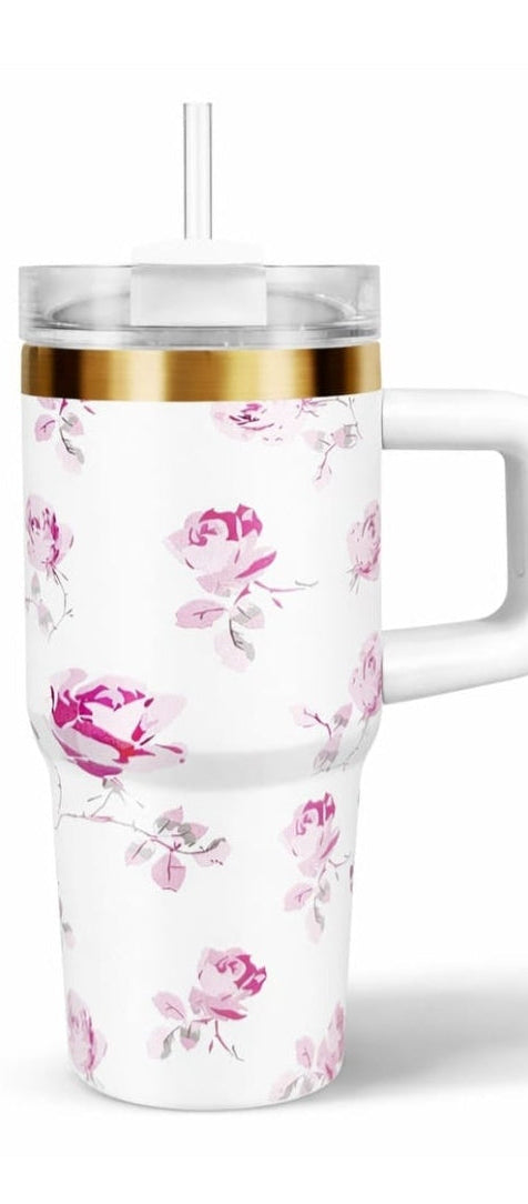 Mini Tumblers Stylish Portable Cups For Hot And Cold Drinks 14 Oz Lightweight Everyday Beverage Solution - Blue Floral